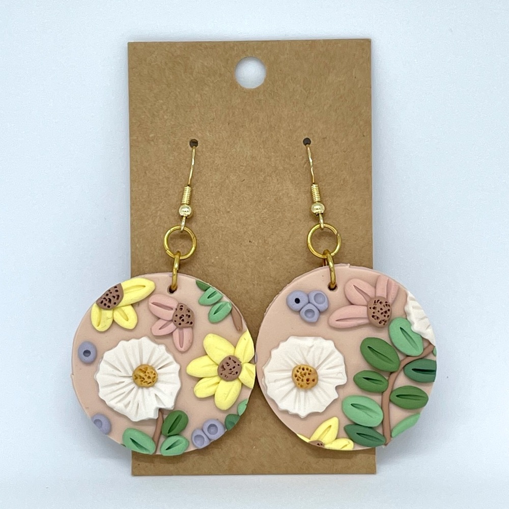 5/$25 Handmade Floral Clay Earrings